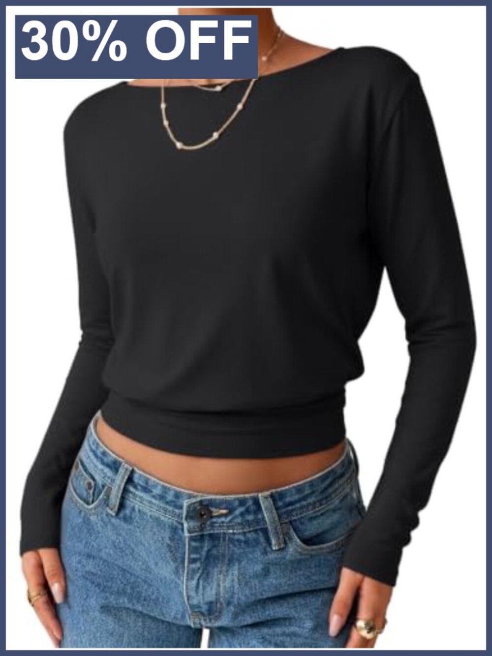 Boat Neck Cinched Waist Long Sleeve Crop Top Ribbed Knit Blouson Y2K